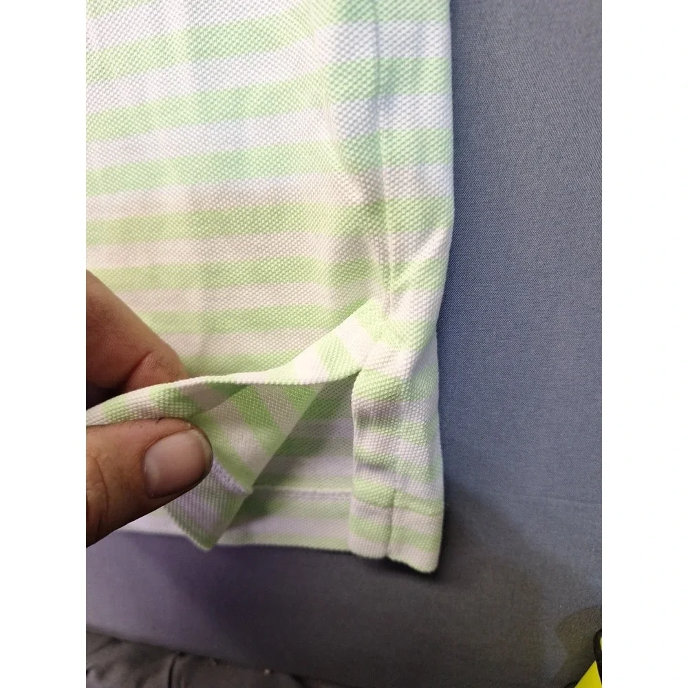 Polo‎ Ralph Lauren Polo Shirt Mens 3XLT Knit Oxford Green White Striped Preppy